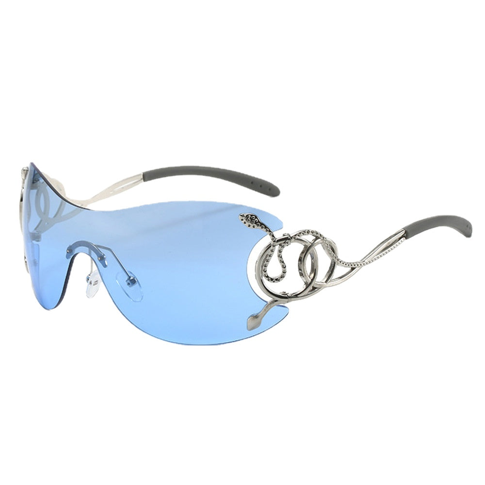 Wholesale Large Frame Y2K Frameless PC Sunglasses